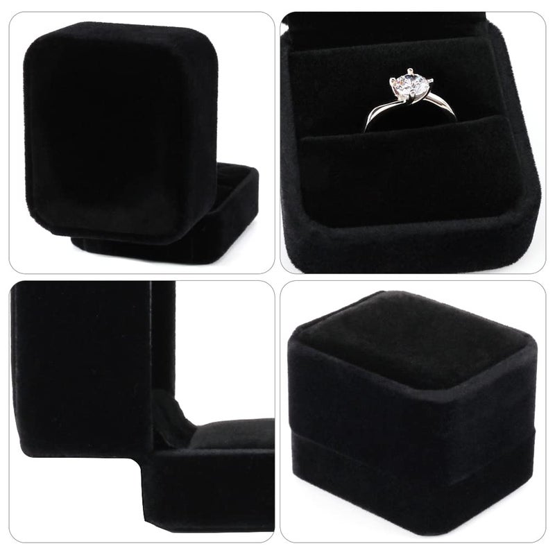 iSuperb 2 Pieces Velvet Ring Box Classic Jewelry Gift Boxes for Engagement, Proposal, Anniversary, Bridal Party Decor - Image 2